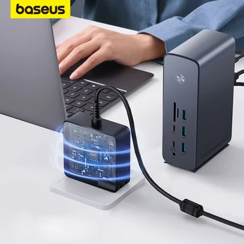 Baseus USB-C Hub 17-Höfn 8K@30Hz Ultra Fjórum-Skjánum Margnota USB-HUB Græjur Stöð Fartölvu Fylgihlutir fyrir Apple Pro