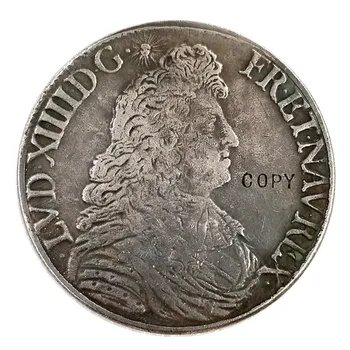 1680 Frakklandi 1 Écu - Louis FJÓRTÁNDA Afrit Mynt