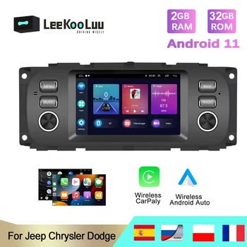 LeeKooLuu 2 Din Android 11 Útvarpinu GPS Wifi Þráðlaust Carplay Leikmaður Fyrir JEPPA Grand Cherokee Liberty Wrangler Chrysler Dodge