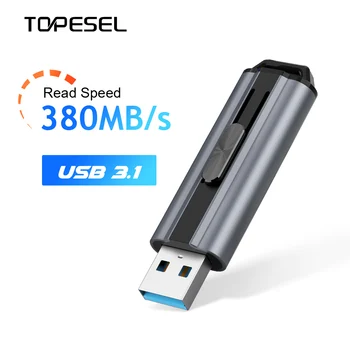 TOPESEL128GB USB 3.1 Flash-Drifi 380MB/s Hár-Hraði Inndraganlegu Standard USB Þumalfingur Aka með Lyklakippan Stinga-Leika Hoppa Aka