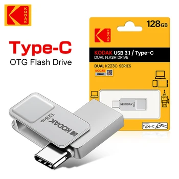 Upprunalega Kodak K223C Málm USB-lykilinn 64GB 128GB USB3.1 80MB/S Minni Standa PRICE U Diskur Lítill Pendrive Fyrir Tegund-C-Snjallsímann